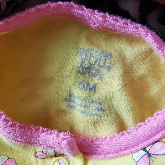 Just One You Carter's Baby Girl 6 Months One Piece Footie Yellow Pink Butterfly - Picture 6 of 7